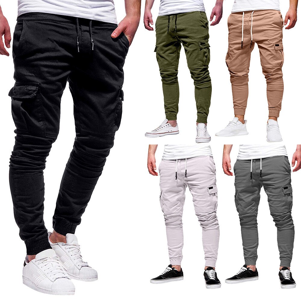 Men's Sport Pure Color Bandage Casual Loose Sweatpants Drawstring Pant