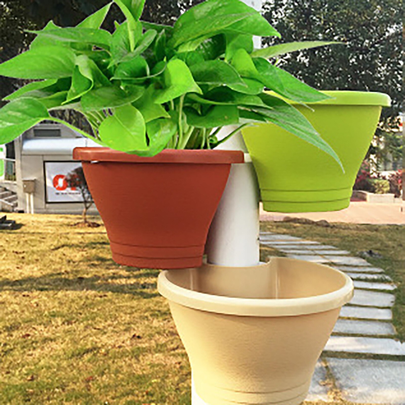 Unique Gutter Downspout Garden Flower Pot Drain Pipe Flower Plant Pots Tubs Drain Pipe Garden Planters Hung On The Balcon #TD