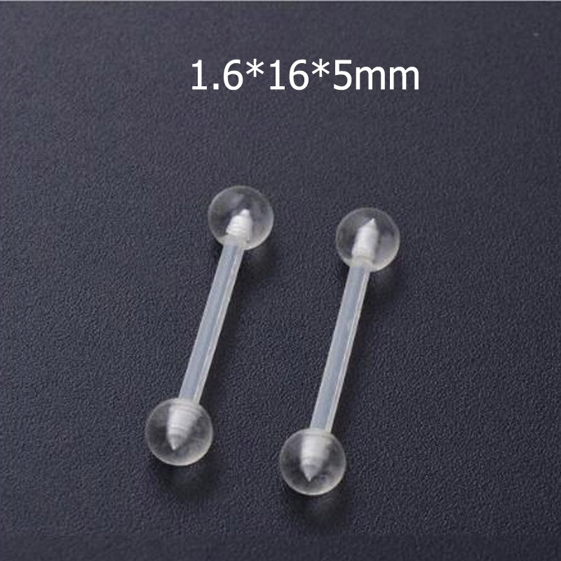 5 uds piercing lengua mancuerna damas Simple anillo de nariz estilo perno de retención transparente para mujeres joyería del cuerpo Bioflex: Style 2