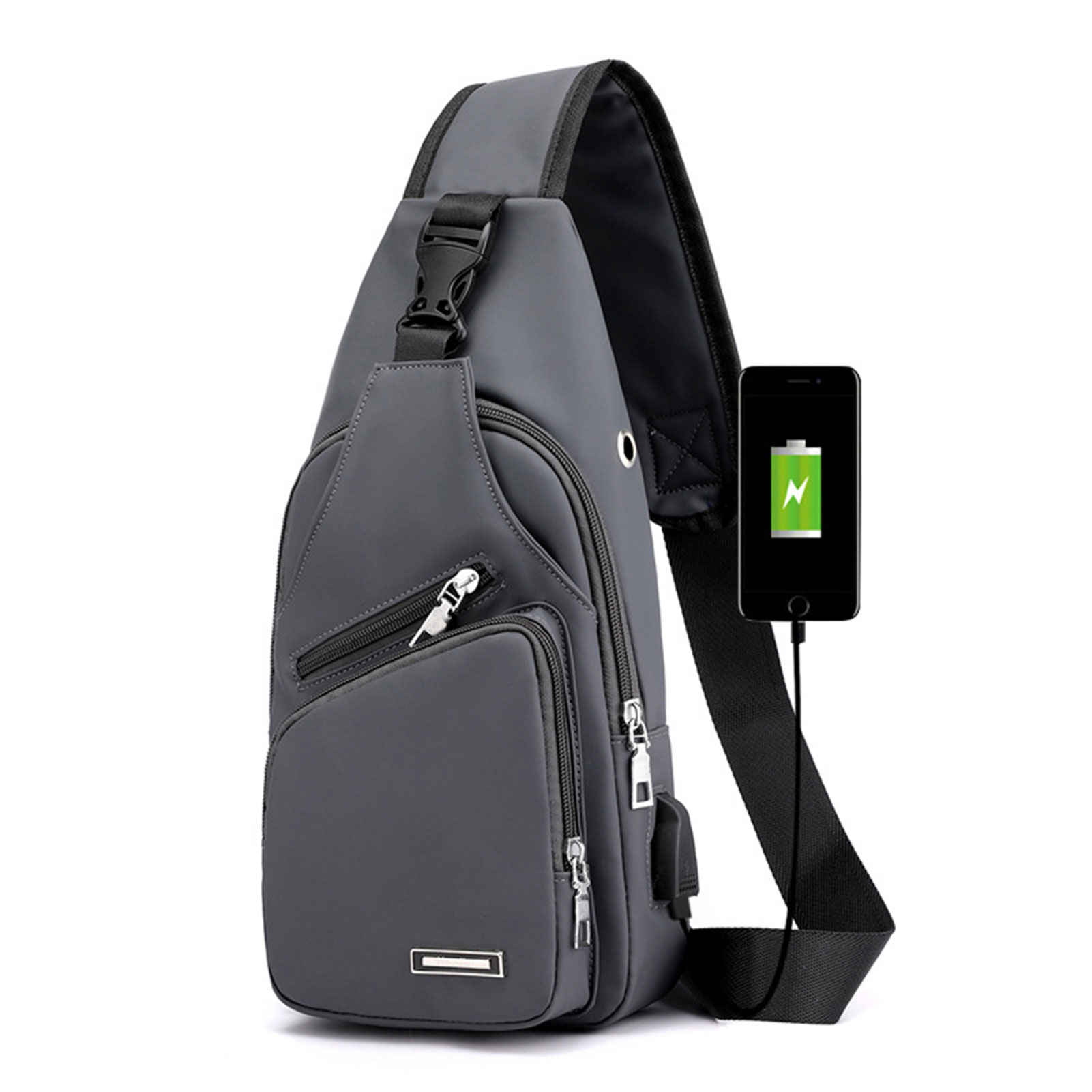 Bolso cruzado informal para hombre, bandolera de hombro a la con múltiples bolsillos, antirrobo, bandolera deportiva para el pecho, mochila para exteriores: Castaño
