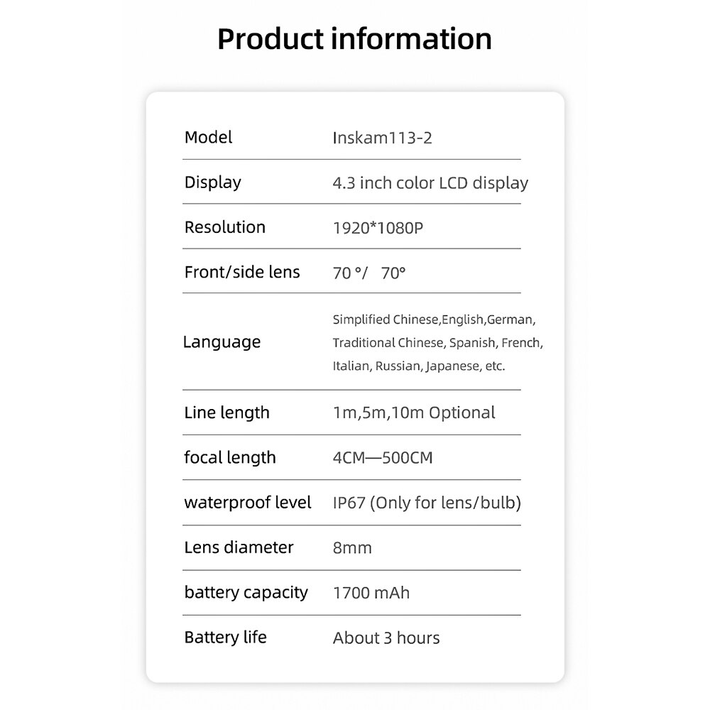 1080P Endoscope Inspection Camera Inspection Mirror Borescope Waterproof Checking Equipment Borescope Industrial Endoscope