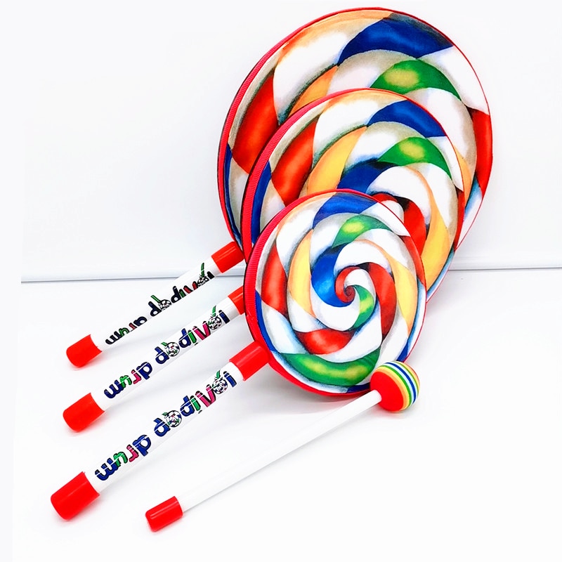 Orff Instruments Lollipop Drums 6/8/10 Inch Three Size Dance Props Percussion Instruments Hand Drum Preschool Education Toys