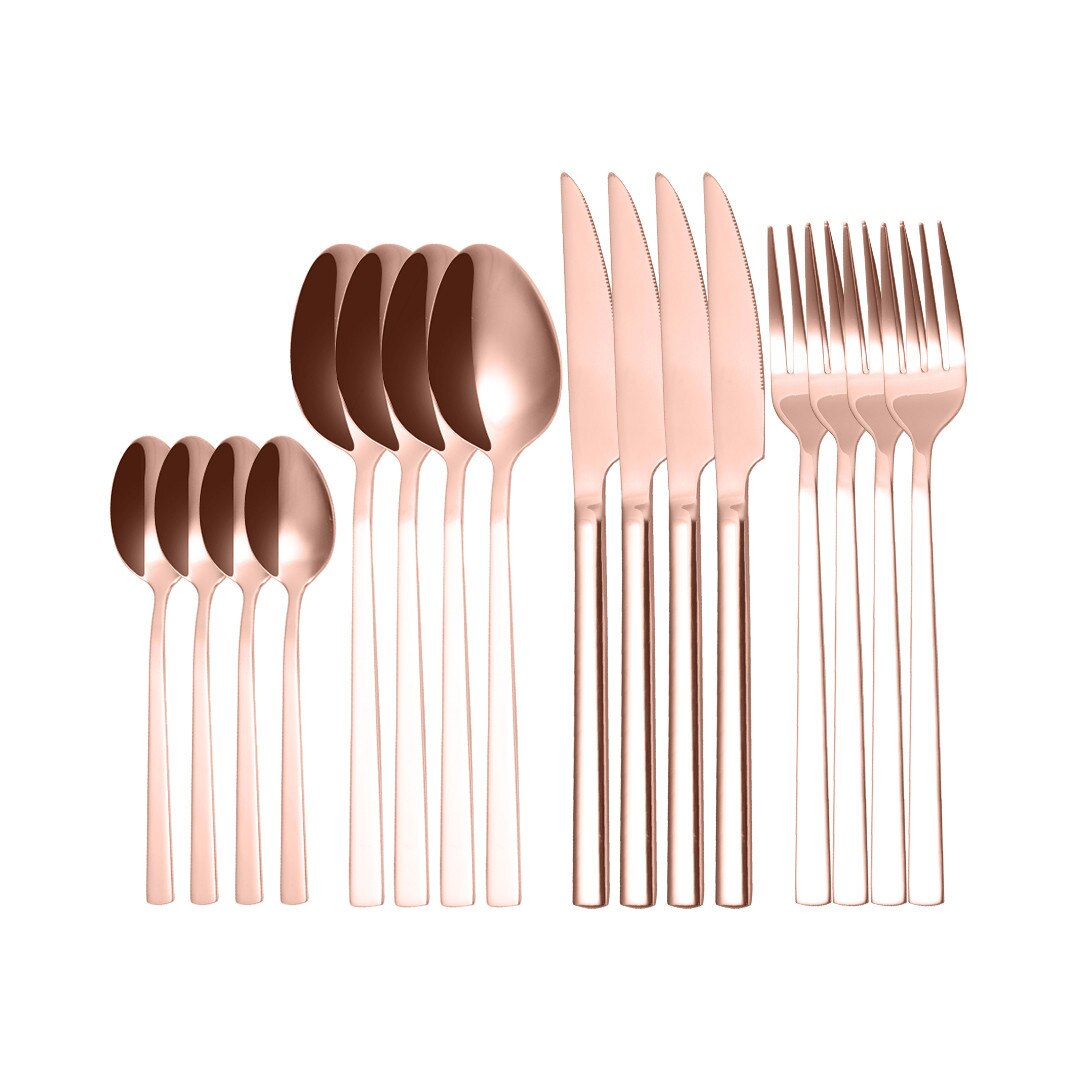 Zwart Servies Rvs Bestek Set Vorken Messen Lepels Keuken Diner Set Vork Lepel Mes Goud Servies Set 16 Pcs: Style B rose gold 4