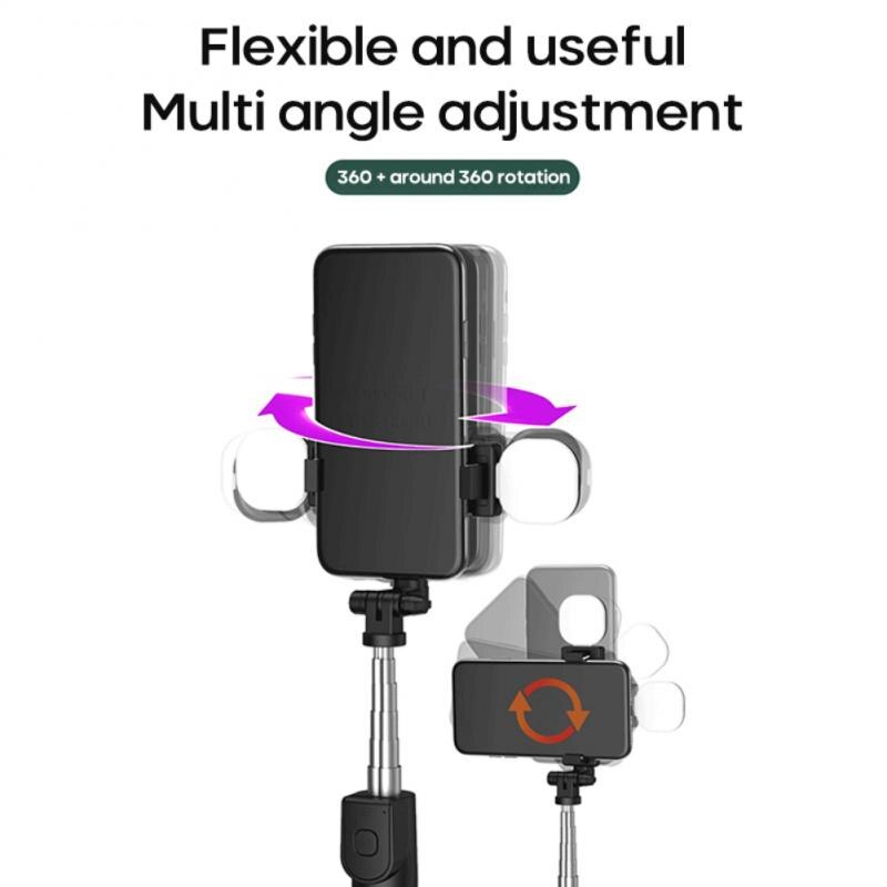 Wireless Bluetooth Selfie Stick For Iphone/Android Foldable Handheld Monopod Shutter Remote Extendable Mini Tripod LED Light