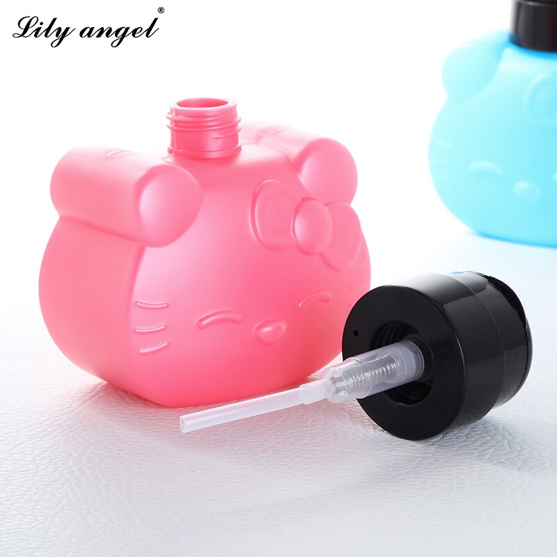 1 Pcs 300 Ml Hello Kittly Stijl Lege Pomp Dispenser Liquid Uv Gel Polish Nail Art Polish Remover Cleaner Aceton fles