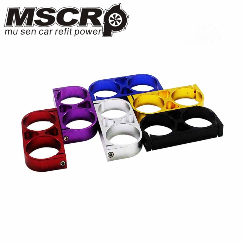 Billet Aluminum 60MM Dual Fuel Filter Fuel Pump Bracket /Clamp/Mount For 044 Fuel Pump