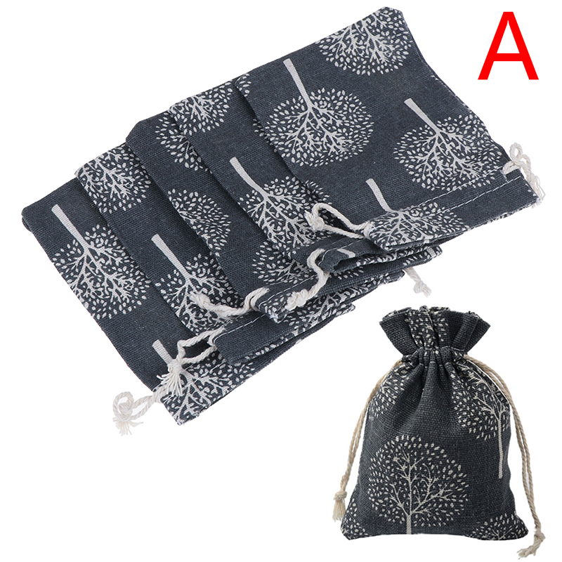 5PCS/lot Mini Jute Drawstring Burlap Bags Party Christmas Jewelry Pouches Packing Bag Drawstring Bags: A