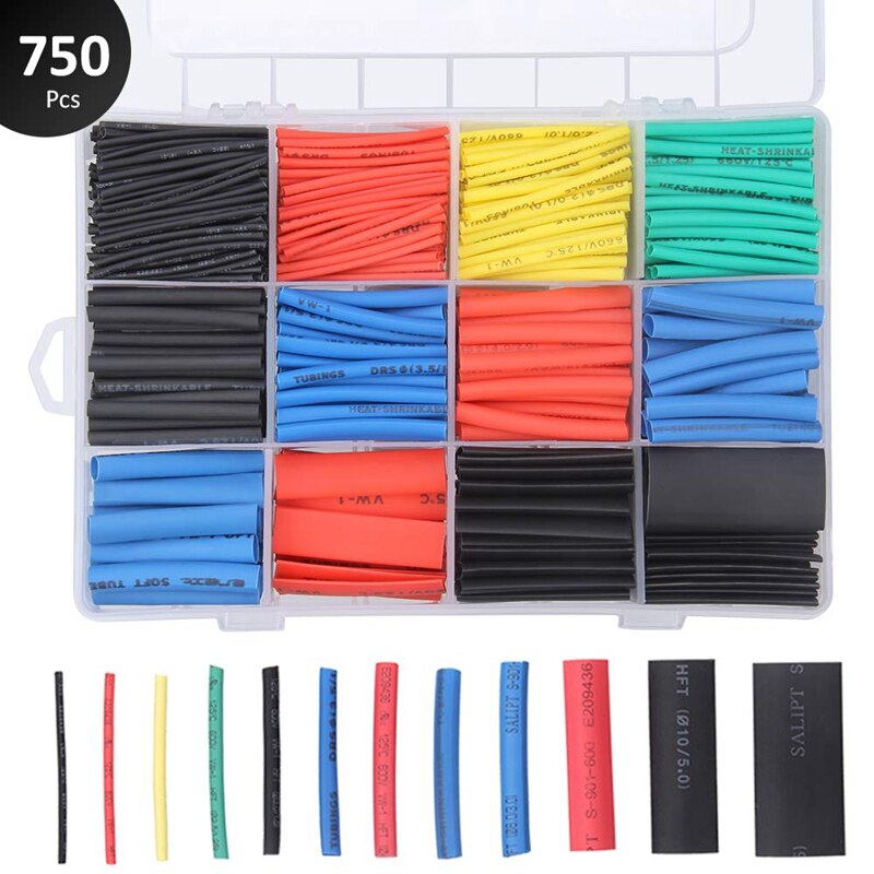 SHGO -750 Pieces Heat Shrink Tubing, Electric Insulation Heat Shrink Wrap Cable Sleeve, Cable Insulated Sleeving Tubes, Shrin
