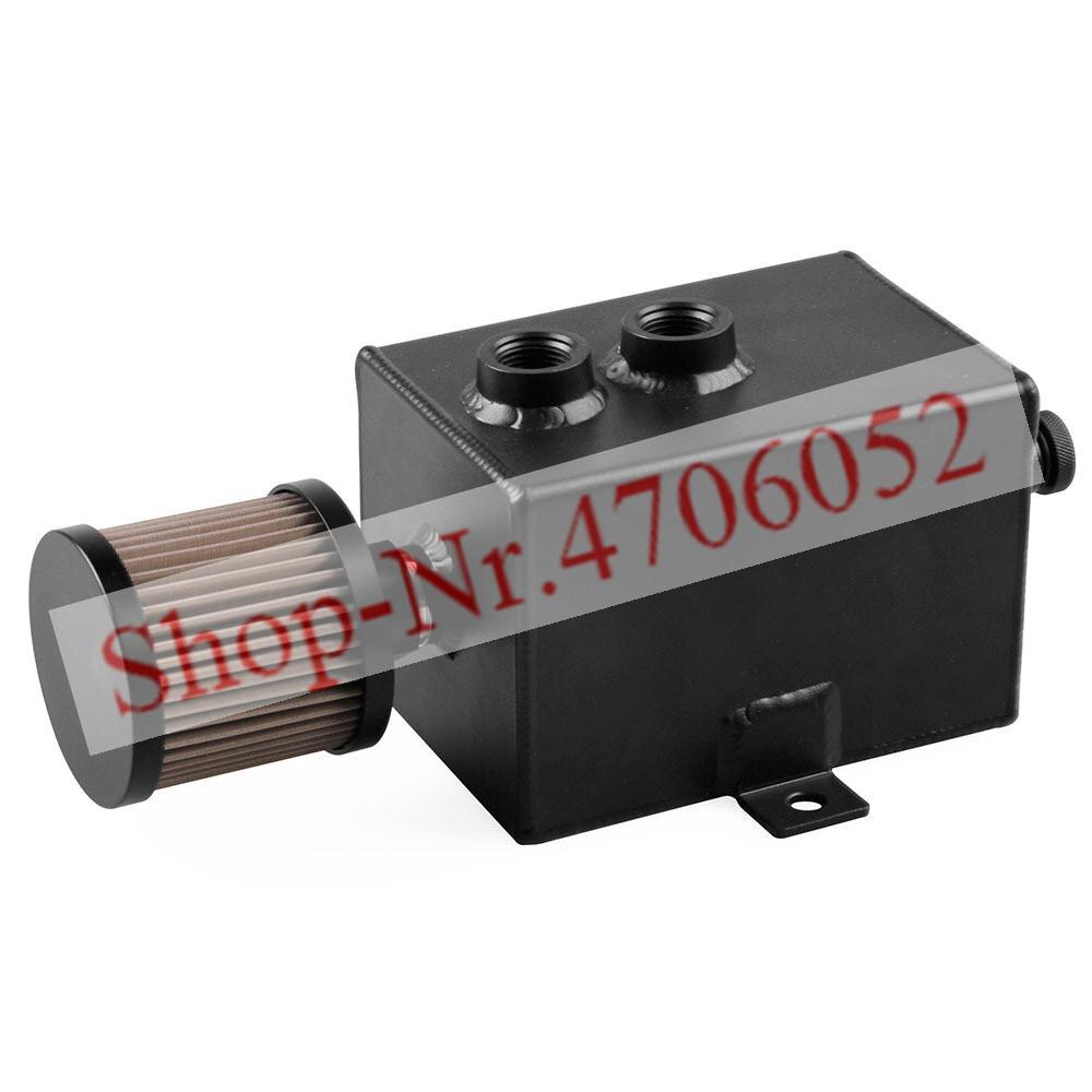 1L and 2L Aluminum oil catch can tank with breather & drain tap 2LT baffle: black2L