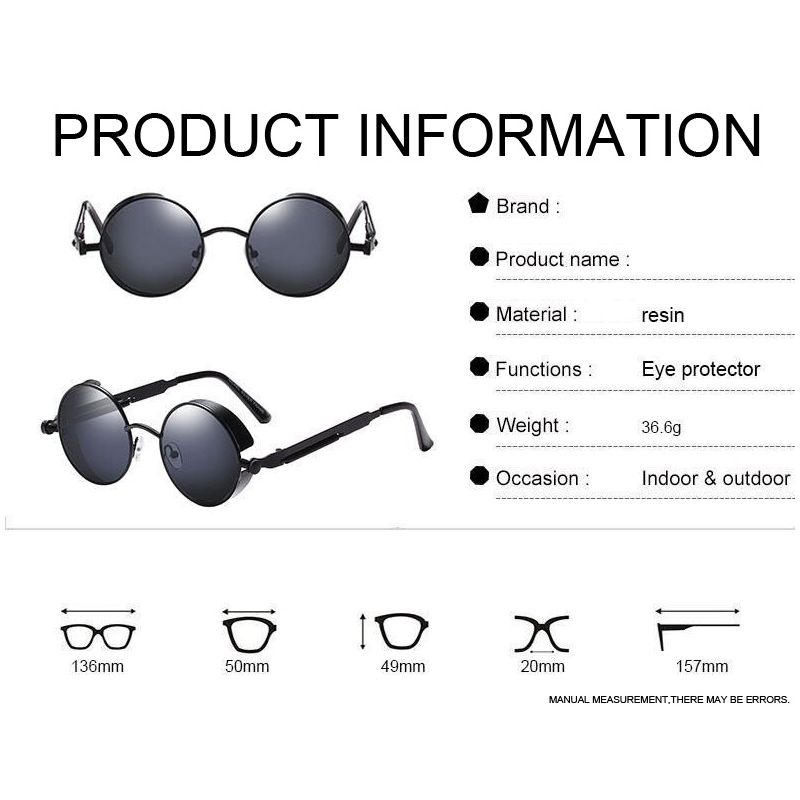 Gafas De Sol redondas para hombre y mujer, lentes góticas Steampunk, De De , Vintage, a la , De Metal