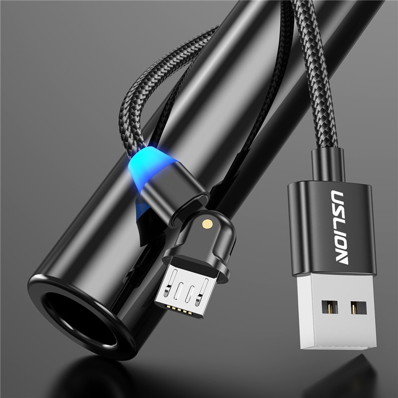 USLION mikro USB kabel szybka ładowarka android telefon komórkowy Microusb ładowania danych przewód ładowania dla Samsung Xiaomi Redmi uwaga 5 zawodowiec: czarny / 2M