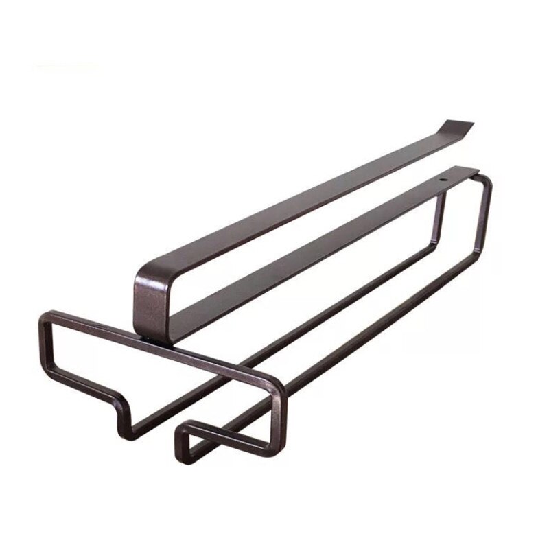 Japanese Metal Wine Glasses Storage Rack Under Cabinet Hanging Glass Holders Coffee Mug Hanger Kitchen Organizer Bar Tools: Black