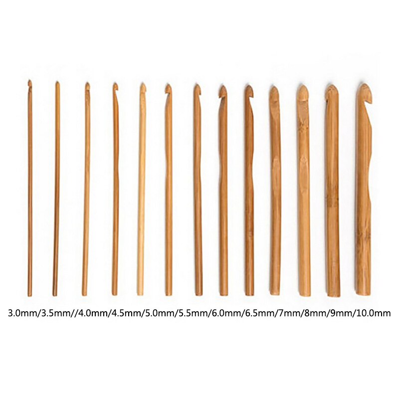 12pcs 3mm-30mm Available Bamboo Knitting Needles For Yarn Sweater Crafts Double Pointed Wood Weaving Crochet Hooks 15cm: 10.0mm-1pc