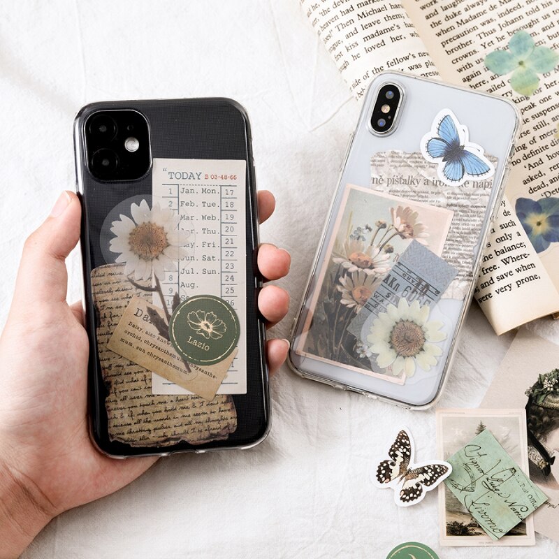 15 kpl aikakeräys paperikortti scrapbooking/korttien teko/journaling projekti diy retro puhelimen ripustin reikäkorteilla