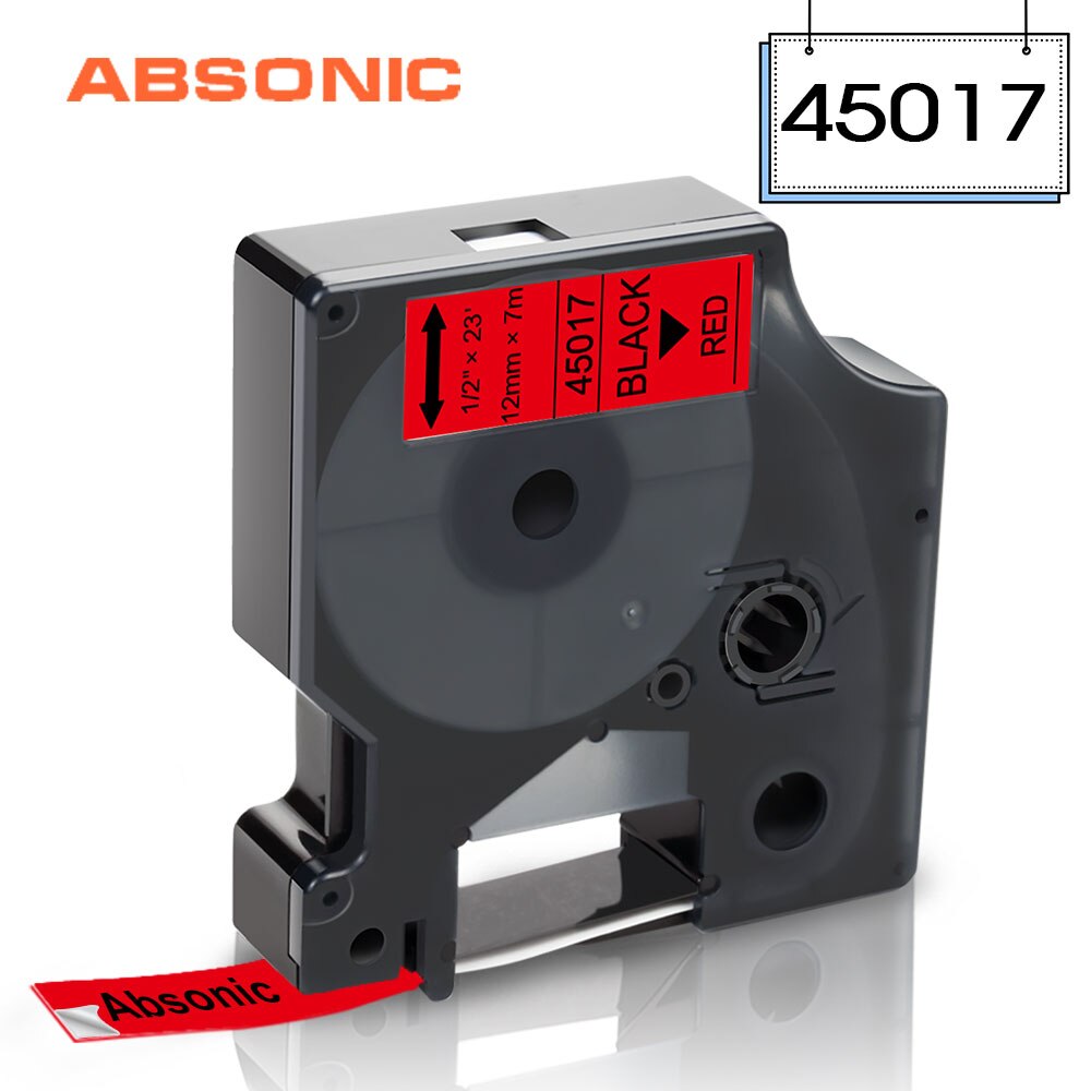 Absonic 1PCS 45014 Blue on White 12mm Label Tape Mixed Colors for DYMO D1 45013 Tapes for DYMO LabelManager 160 280 Label Maker: Black on Red