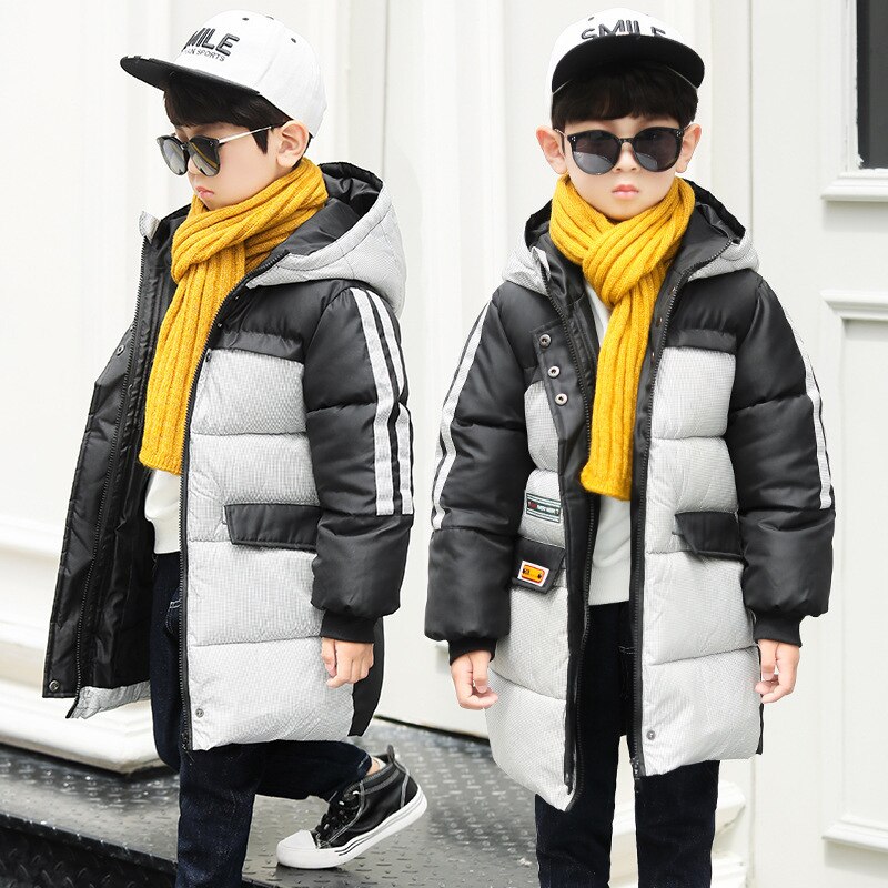 Jongens Winter Toevallige Dikke Warme Hooded Parka Baby Kids Kinderen Lange Jas Bovenkleding