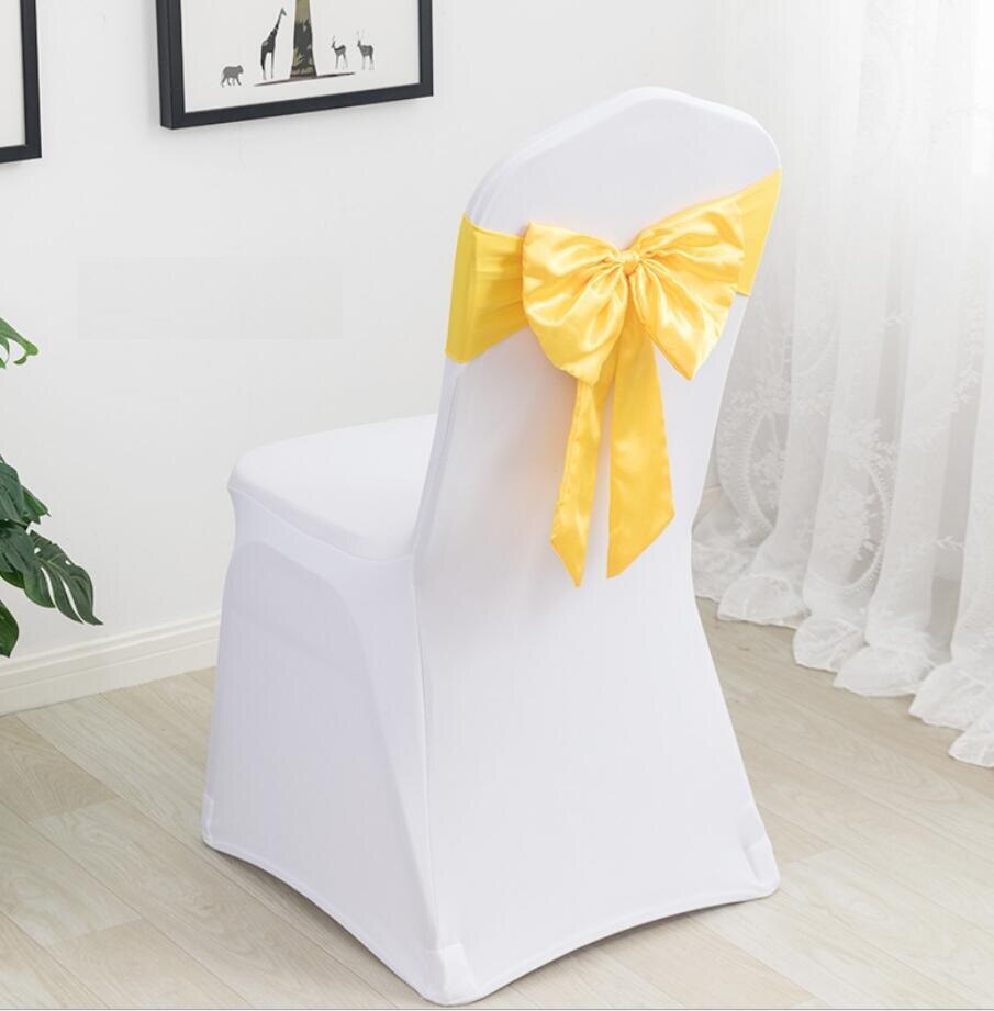 20 Colours Spandex Chair Sashes Wedding Chair Sashes Lycra Stretch Band Bow Tie Hotel Party Show Decoration On Universal: YELLOW
