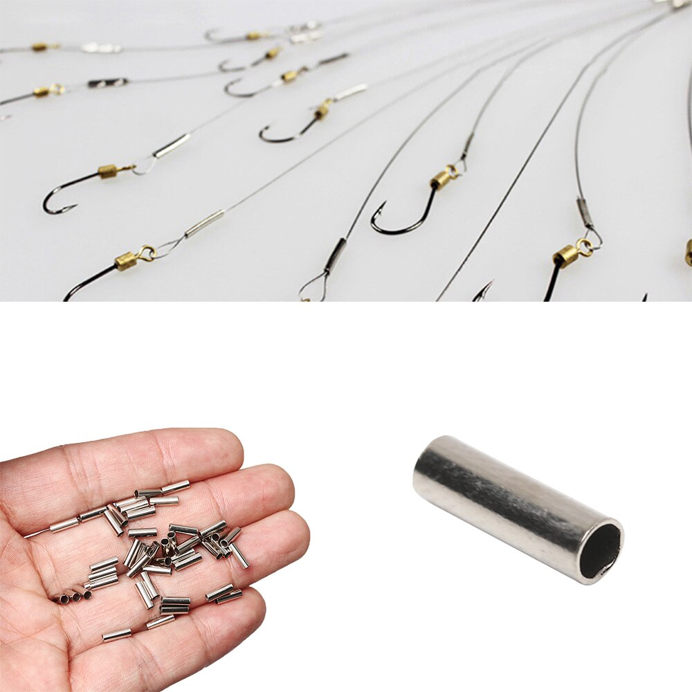 100 pièces fil de pêche Tube rond cuivre ligne de pêche en aluminium sertissage manchon cuivre Tube 1.0-2.8mm mer ligne Tube accessoires de pêche