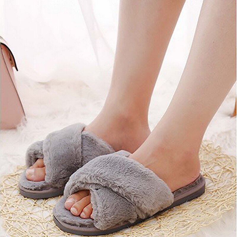 Dames pantoffels van pluche, warme winterschoenen, dames instappers, slippers van imitatiebont , 36-41