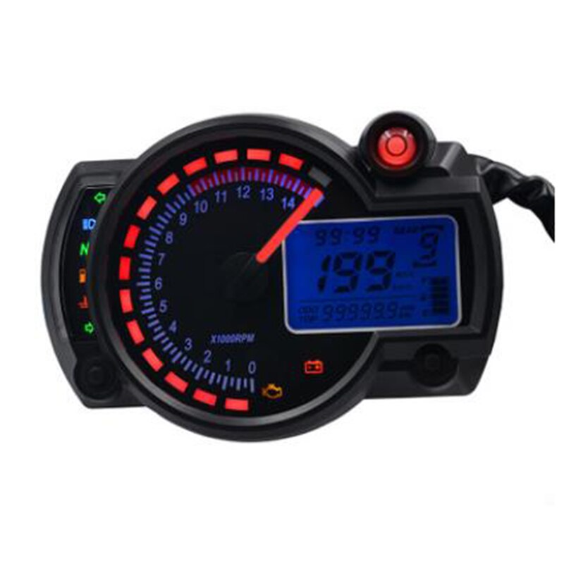 All-in-One Motorcycle Digital Speedometer 7 Color Display LCD Gauge Tachometer Odometer Instrument Adjustable r25 15000rpm