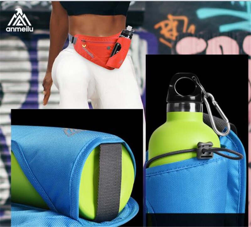 ANMEILU Mannen Vrouwen Running Taille Pack Hydratatie Riem Voor 710 ml Water Flessen Hip Pouch voor Marathon Running Wandelen Fietsen