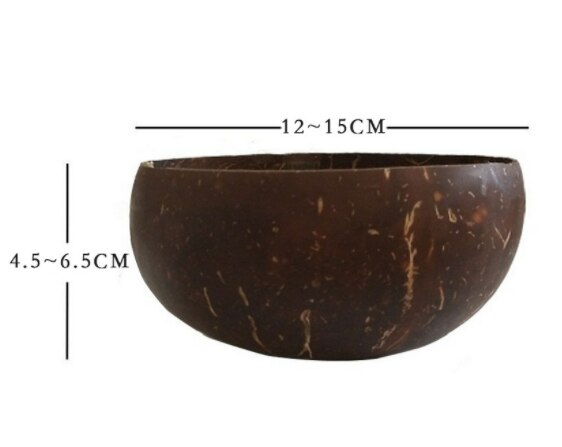 Cuenco de cáscara de coco de 12-15cm, Bol de madera Natural para batidos, postres, ensaladas y frutas, juego de vajilla para el hogar: Bwol