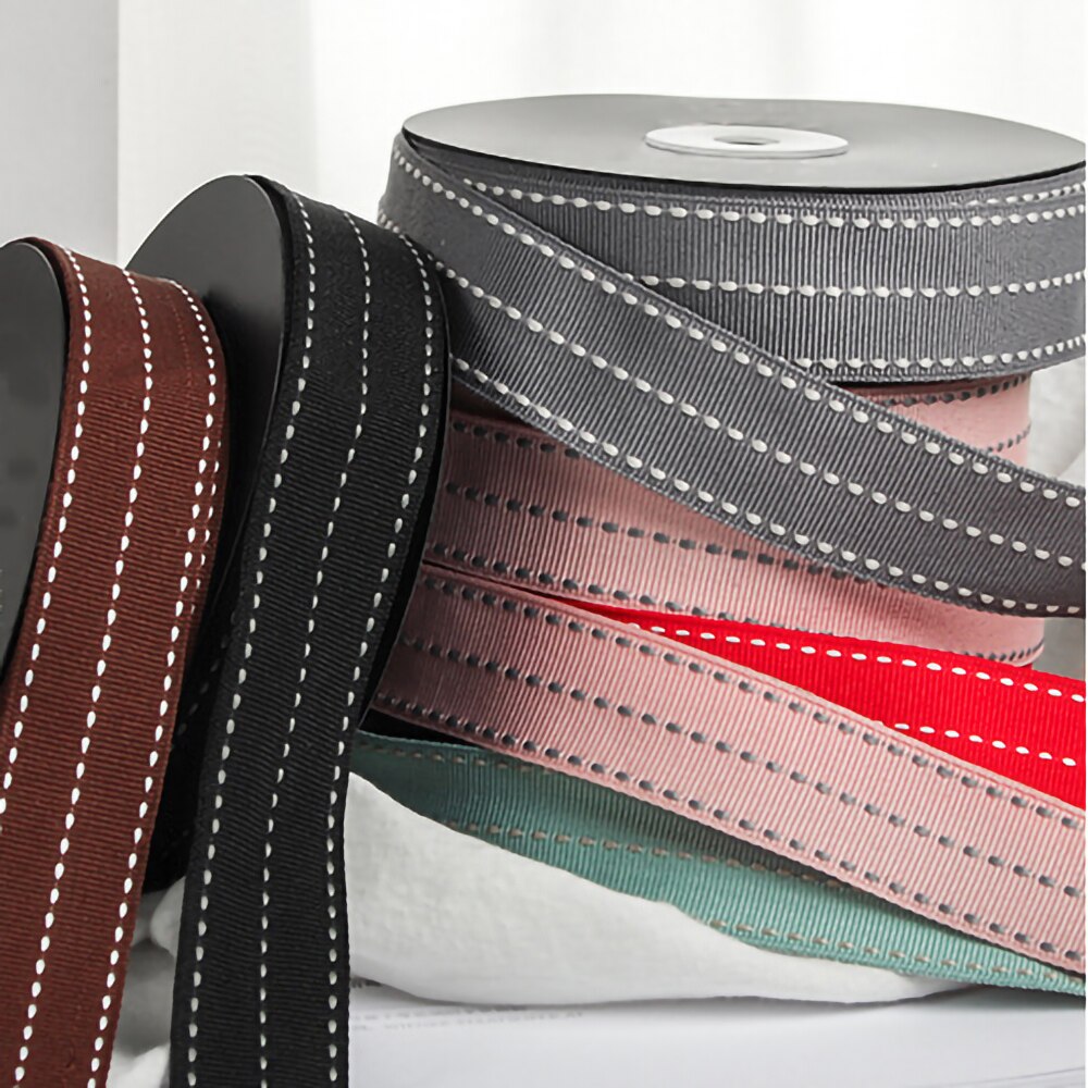 25mm 1inch Grosgrain Dotted Line Rib Ribbons Tape DIY Hairbow Bowknow Material Wedding Birthday Christmas Baking Wrapping