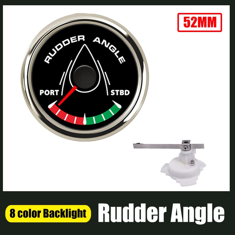 52mm Boat Marine Rudder Angle Indicator 0-190 ohm With Rudder Angle Sensor 8 color backlight 12V/24V