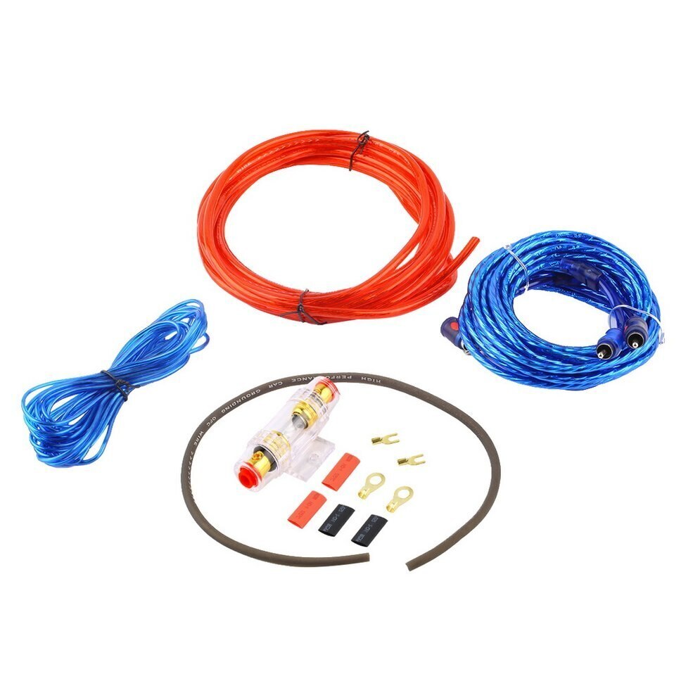 Metal 800W 14GA Car Audio Subwoofer Amplifier AMP Wiring Fuse Holder Wire Cable Support Installation Kit Low Noise Distortion