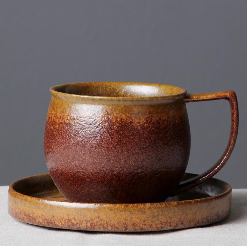 Japansk stil grov keramik retro kontor temuggar vintage handgjorda vattenkopp kaffe mjölk drinkware: Ställ in 1 - röda