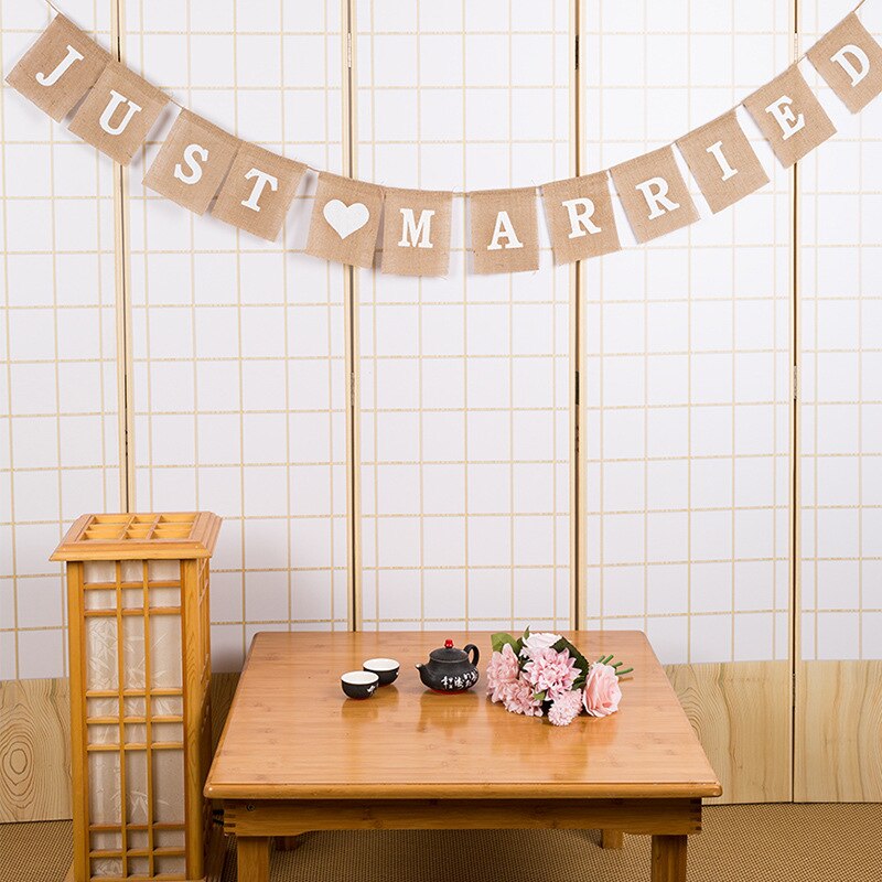 Beautiful Linen Wedding Decoration Just Married Decorations Marriage Decoration Rustic Wedding Streamer Banners Mr and Mrs: Mabra Banner-1