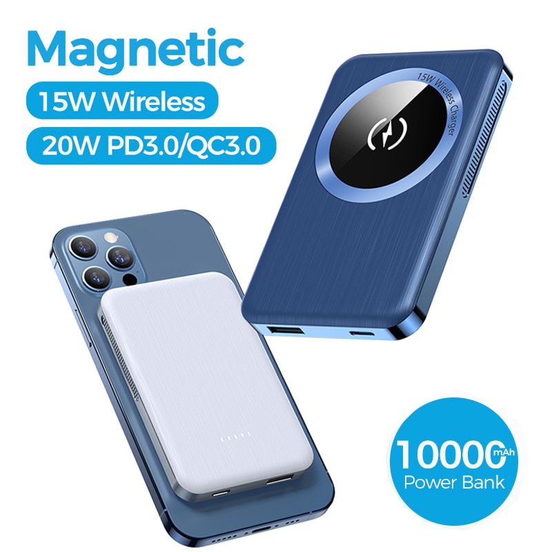 Magnetic wireless power bank 15W QI wireless charger 10000mAh power bank for iPhone 12 Pro MagSafe portable mini mobile battery