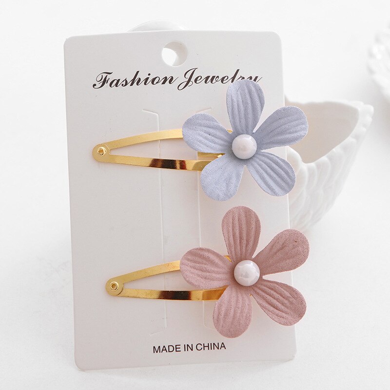 2 stk/ sett barn jenter perle blomst hårklipp jenter barn bb klips til hår hårspenne tegneserie søt hodeplagg: E -04
