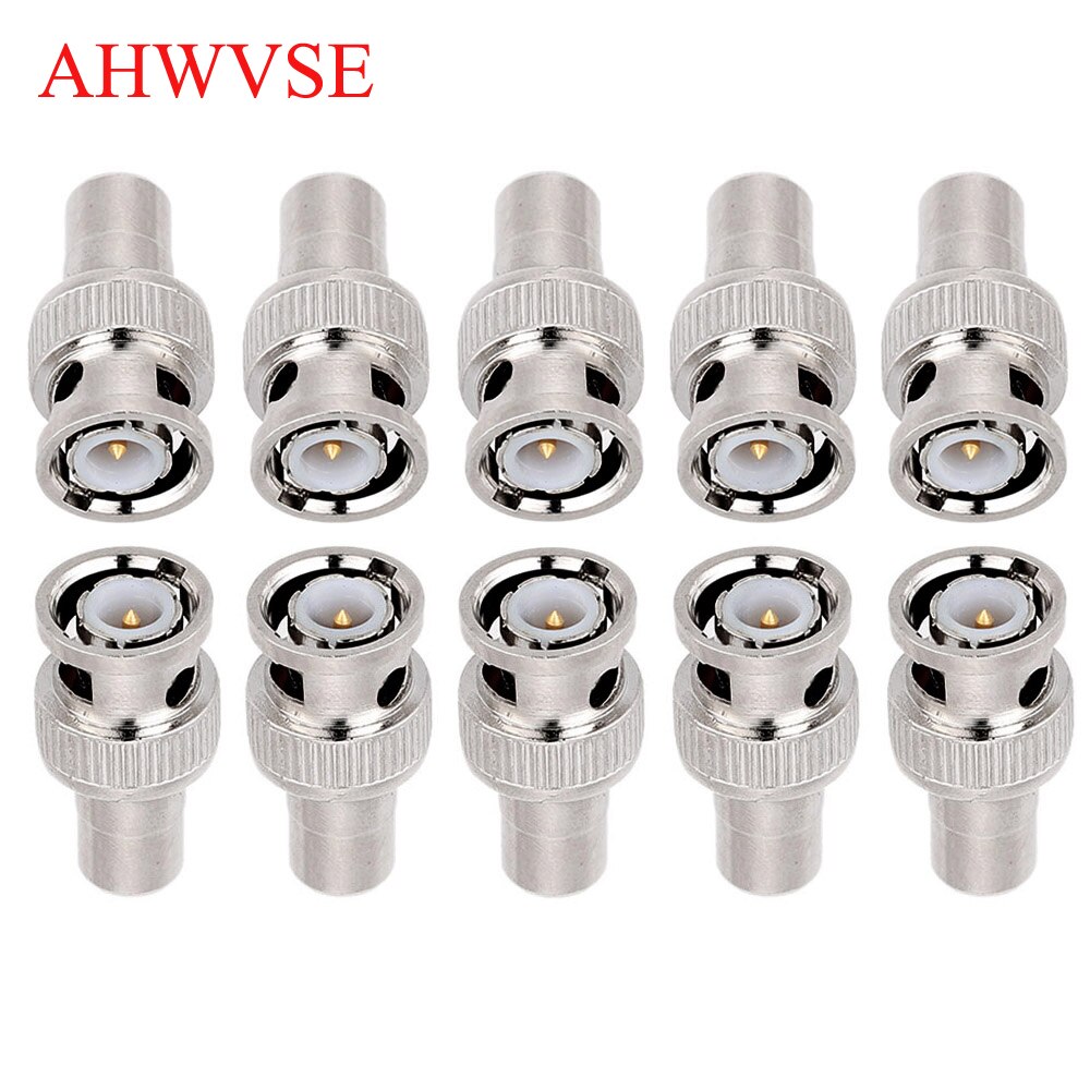 AHWVSE 10x BNC Male to RCA Female Coax Cable Connector Adapter Coupler for CCTV Camera