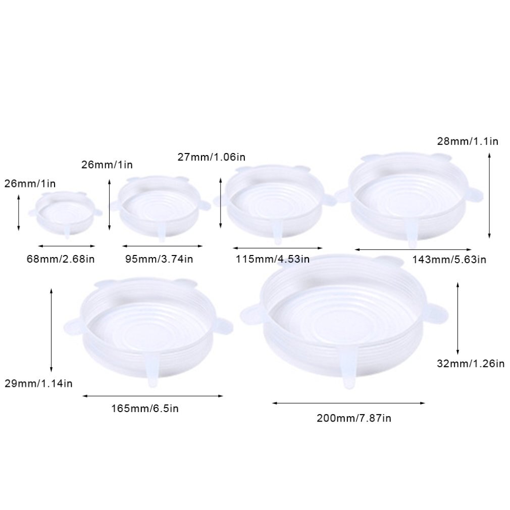 6 stuks herbruikbare siliconen rekdeksels universele deksel siliconen voedselfolie kom pot deksel siliconen deksel pan koken keuken stoppers