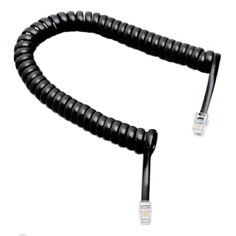 5.7Ft Black Telephone Extension Coil Cable Telephone Cable Cord: Default Title