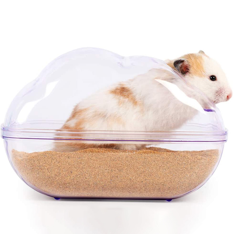 Casa de hámster grande, contenedor de baño de arena, nubes transparentes, baño de hámster para animales pequeños, accesorios de jaula de conejillo de indias: Purple / L 18x12x12cm