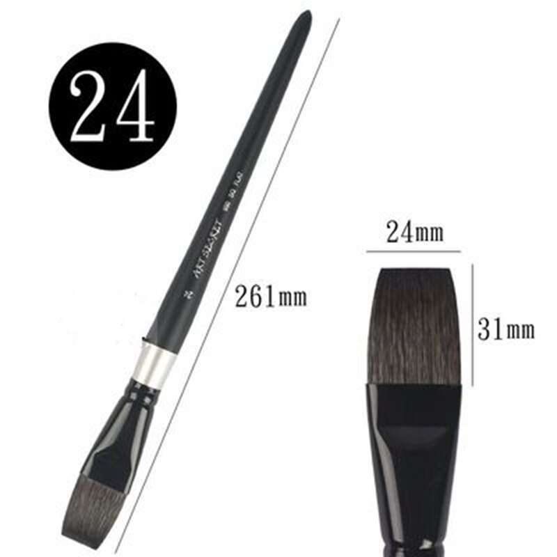 Platte eekhoornhaar aquarelverf penselen schilderpenseel voor aquarel, gouache, acrylverf kunstbenodigdheden: Vlak 24