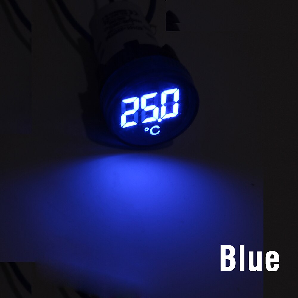 22Mm Mini Plastic Led Digitale Thermometer 20-119 Celsius 50-380V Ac Ronde Kleine Display Indicator pilot Light Temperatuur Meter: Blue