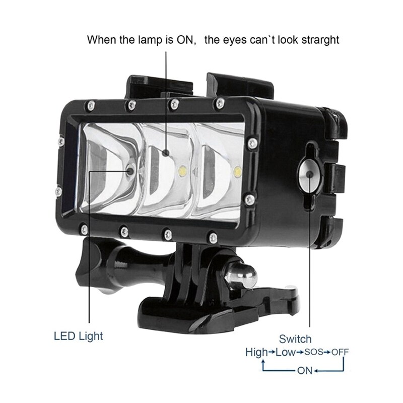 Waterdichte Duiken Licht High Power Dimbare Led Licht Onderwater Licht Voor Gopro Hero 4/3 +/3/2/sjcam SJ4000/SJ5000/Xiaomi Met 1