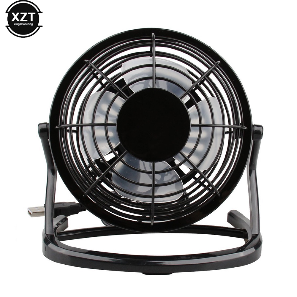 USB Silent Fan Desk Cooler for Laptop Notebook Desktop PC Ofiice Summer Cooling Fans 4 Blades Rotatable USB Mini Fans Socket: black