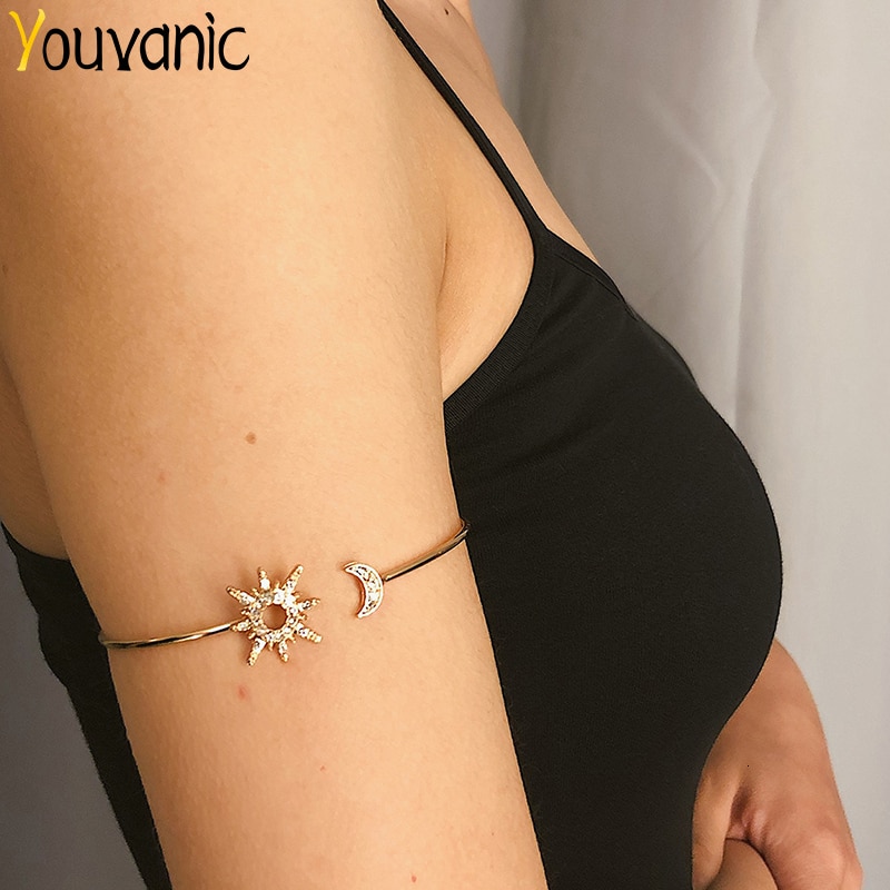Youvanic boho åben krystal sol stjerne måne arm armring kvinder vintage guld manchet armbånd armbånd skinnende kvinde smykker 0116