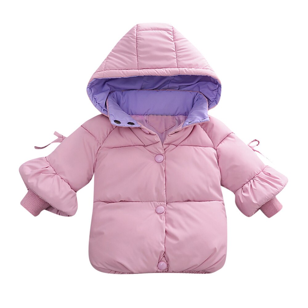 Children Winter Coats Toddler Baby Girl Boy Long Sleeves Solid Hooded Warm Waistcoat Vest Kids Cute Clothing For 6-24M: Pink / 24M