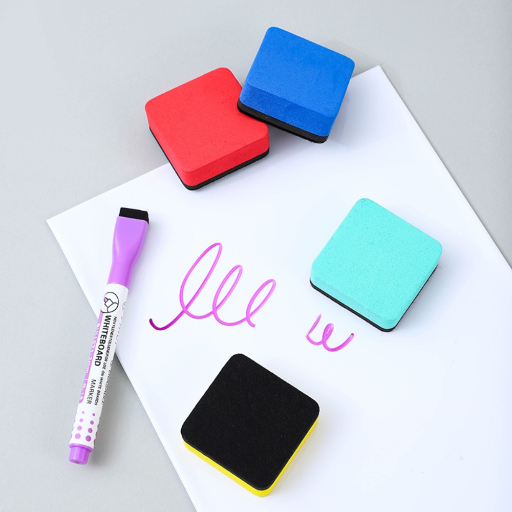 2 stuks duurzame magnetische whiteboard gum vierkante tweekleurige schoolbordreinigers EVA vilt schoolbord veeg kinderen