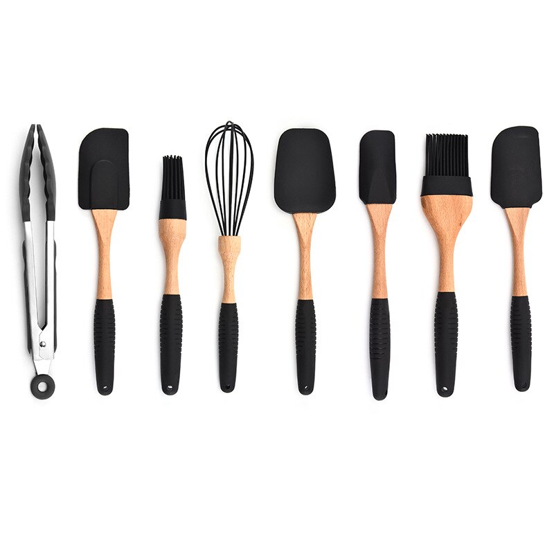 Modern Kitchen Cooking Tool Sets Temperature Resistance Silicone Spatula Spatulas Spoon Kit Kitchenware Cookware Accessories: 8PCS