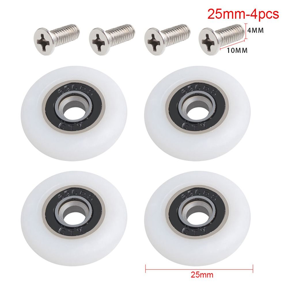 1Pcs/4Pcs 19/23/25/27/29mm Shower Door Roller Fastener Hardware with Screw Runner Wheels Silent Nylon Sliding Door Pulley: Blue