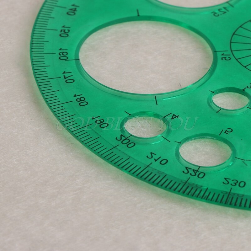 Transportador de 360 grados, regla redonda, plantilla, círculo escolar, suministros de dibujo,