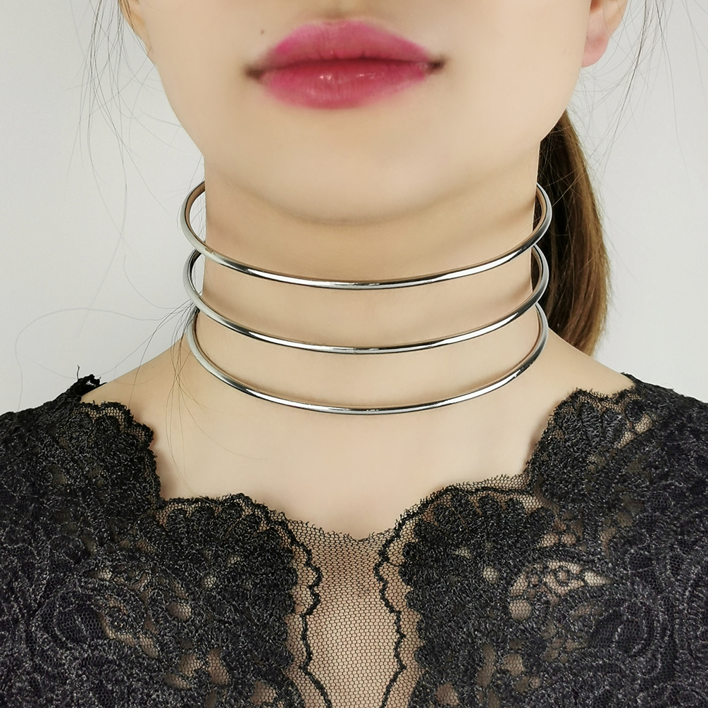 Manilai 3 camadas de metal torques gargantilha colares feminino pescoço ajuste bib colar ampla indicação maxi moda jóias africano