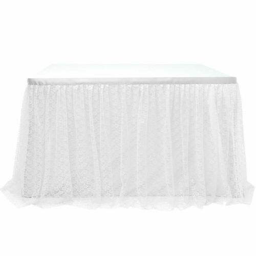 Falda de tul con tutú para mesa, mantel de encaje Floral Vintage para de boda, Baby Shower y cumpleaños: 4