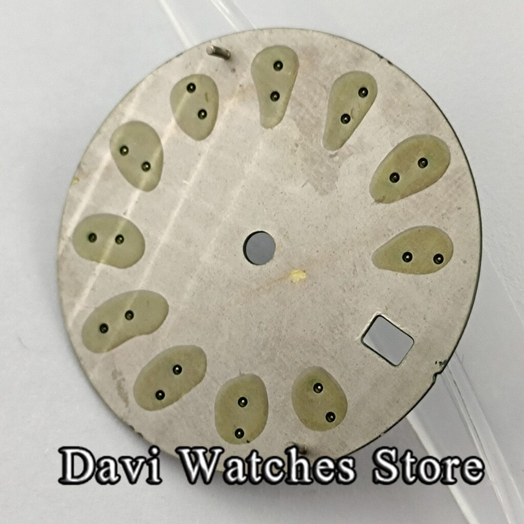 29Mm Steriele Wijzerplaat Groen/Geel/Zilver Blad Wijzerplaat Blauw Lichtgevende Fit NH35 NH36 Beweging Horloge gezicht